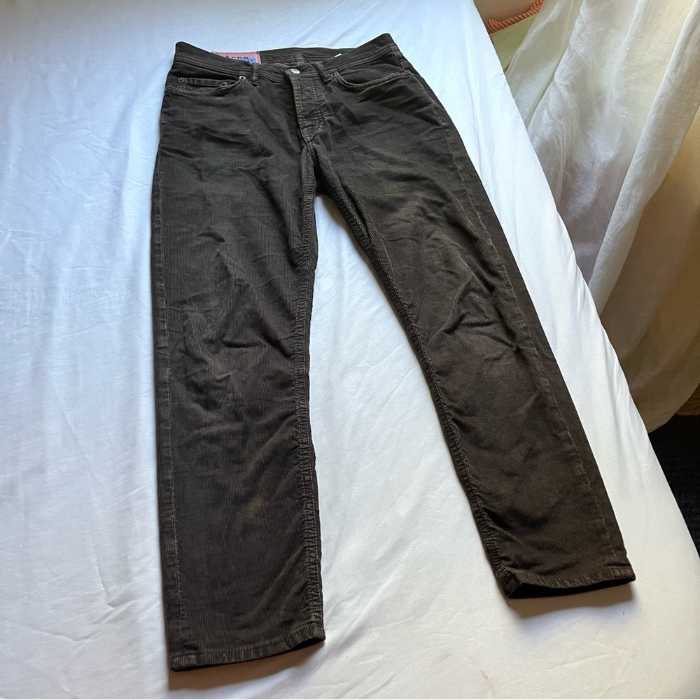 ACNE STUDIOS brown bla konst chocolate brown corduroy slim straight leg pants